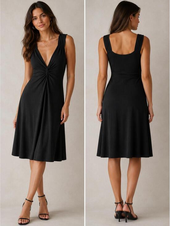 Dresses & Skirts - LOFT Black Sleeveless Ruched V-Neck Dress Size 4